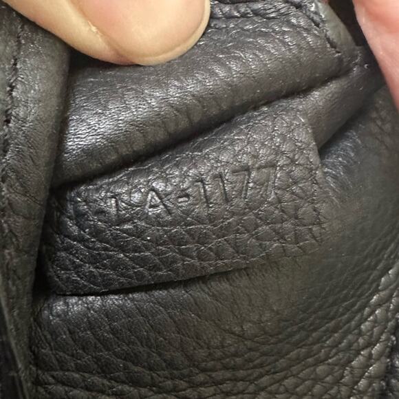 Celine Tri-Fold Black Grained Leather Shoulder Bag - Picture 14 of 16